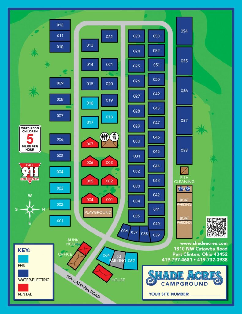 Shade Acres Campground map front